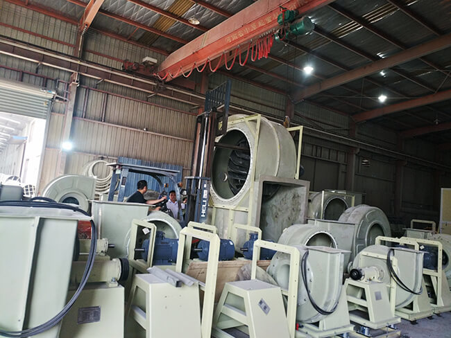 Semi-finished fan assembly workshop